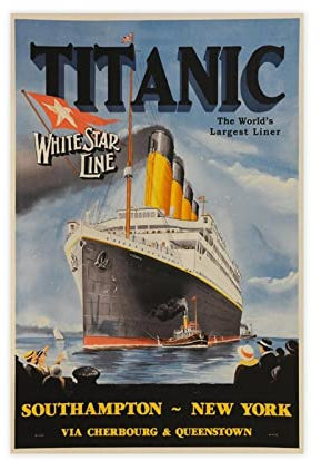 ZAPORA Titanic Vintage-Poster auf Leinwand, Schlafzimmer, Dekoration, Sport, Landschaft, Büro, Raumdekoration, Geschenk, ungerahmt, 30 x 45 cm