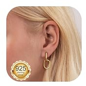 Chriscoco 925 Sterling Silver Earrings for Women Convertible Link Huggie Hoops Earring Hypoallergenic Sleeper Earrings Rose Gold Silver Gold Drop Earrings for Women Girls