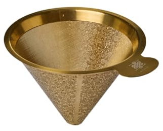 ATHIA Goldener, wiederverwendbarer Edelstahl-Kaffeetropfer, lasergeätzter Doppelnetz-Filter, papierlos, umweltfreundlich, passend für Hario, Chemex, Karaffen und die meisten Kaffeemaschinen