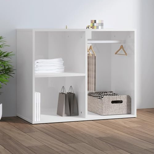 Gecheer Kleiderschrank Schminktisch Schrank Lagerschrank Wandhängeschrank Wandschrank 80 x 40 x 65 cm (B x T x H) Holzwerkstoff Hochglanz-Weiß