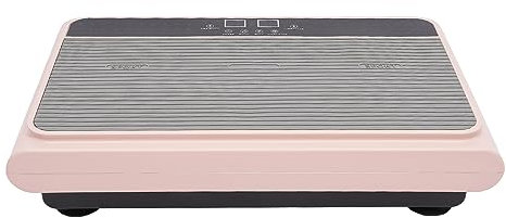 WOLEGM Vibrationsplatta med expanderband, 99 intensitetsnivåer, 5 träningsprogram, träningsutrustning för hemmet, sportutrustning med Bluetooth och LCD-skärm, hemträning (rosa)
