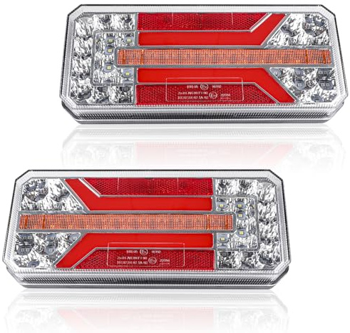 Qiping LED Rückleuchten Anhänger Set, 12V/24V Anhängerbeleuchtung, LKW Rückleuchte Wasserdichtes Rücklicht mit E-mark (TYPE-1)