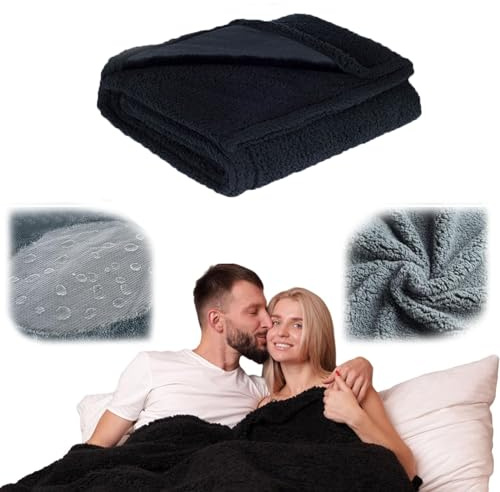 HDMOZUYT Wasserdichte Liebesdecke für Sex, Baumwolle, Doppelseitig, Decke, Schwarz, M(40*57 in)