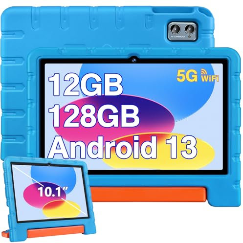 ZIOVO Tablette 10 Pouces Android 13 Tablettes,12Go RAM+128Go ROM(TF 1To),5G WiFi Tablette Tactile,Octa-Core 2.0 Ghz,/5+8 MP/6000 mAh/Parental Contrôle Tablettes avec EVA Cas - Bleu
