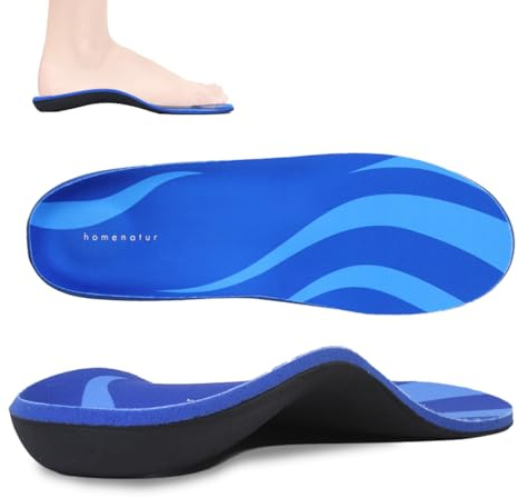 HOMENATUR Plantillas Fascitis Plantar con Arco de 3,5 cm, Talla 46-47 | Un par con soporte de arco para pies planos o cavos, diseñado para aliviar la presión y mejorar la comodidad al caminar.