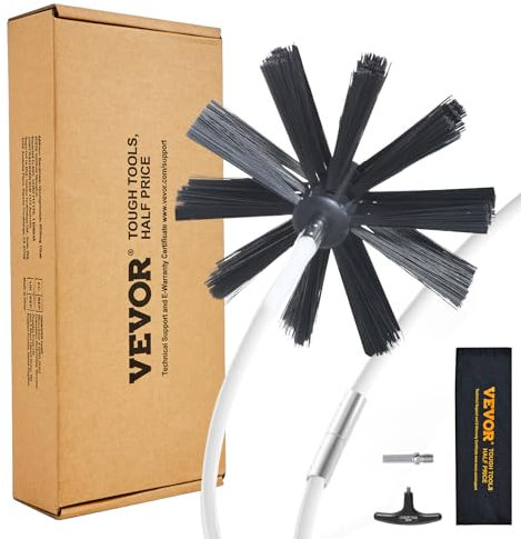 VEVOR 40 FEET Dryer Vent Cleaner Kit, 29 Pieces Duct Cleaning Brush, Reinforced Nylon Dryer Vent Brush, Dryer Cleaning Tools Lint Remover with Flexible Lint Trap Brush, Clamp