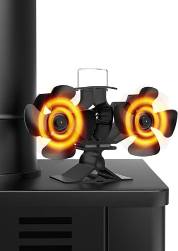 Signstek Stove Fan with Double Motors, 8 Blades Heat Powered Silent Operation Log Burner Fan for Wood/Fireplace