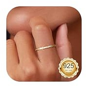 Dochais 925 Sterling Silber Eternity Ringe 14 K Vergoldete Stapel Ringe Frauen Gold Damenring mit Zirkonia Fingerring Einfacher Bandring Stapelbare Silber/Gold Ringe Schmuck