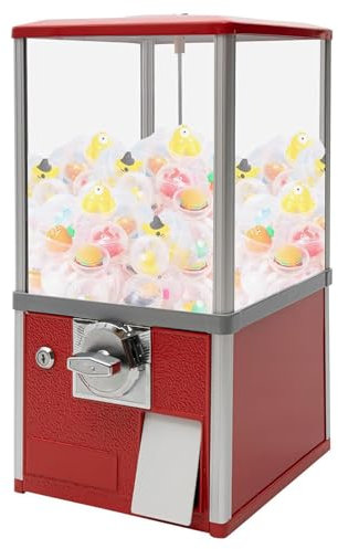 QXIWAOE Distributore Automatico di Caramelle gommose per Bambini, distributore Automatico di Monete da 25 centesimi, Altezza 21, distributore Automatico di Palline rimbalzanti Commerciali, Rosso