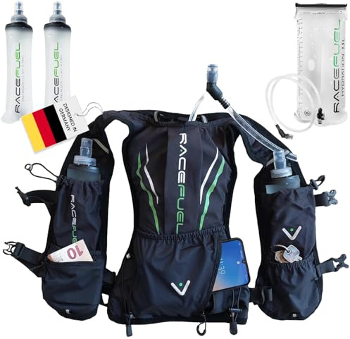 RACEFUEL – Ultraleichte Trinkweste 245 g für Damen & Herren, One Size – Laufweste für Trailrunning, Laufen, Wandern & Radfahren – reflektierend, faltbar