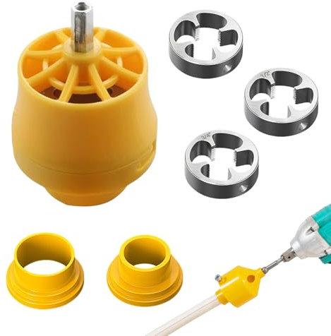 PVC Gewindemacher Werkzeug für Elektrische Bohrmaschine, Rohreinfädler Sanitärwerkzeug, PVC Rohr Gewindeschneider Set mit 3 Matrizen 1/2, 3/4 und 1, Kunststoff Rohrgewindeschneider Set (A)