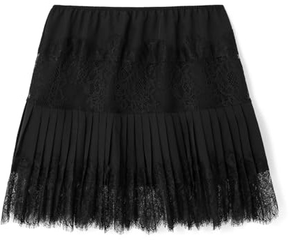 Generisch Gonna da Donna Y 2k in Pizzo, Gonna Mini Elasticizzata con Volant, Gonna Corta a Mezzo Slip, Gonna Corta Fluida, Babysachen, Nero , L