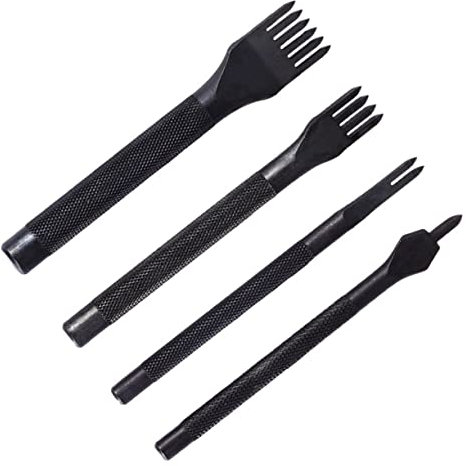LALAFINA Juego de 4 Perforadoras para Cuero, Acero de Alto Carbono, Negro, Resistente al Desgaste Corrosión, para Manualidades DIY