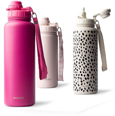 MAMEIDO Borraccia Termica con Cannuccia 700 ml (Glow Couture) | 12h caldo/24h freddo, a prova di perdite & senza BPA, borraccia termica bambini, tappo sportivo 2 in 1 & laccetto rimovibile