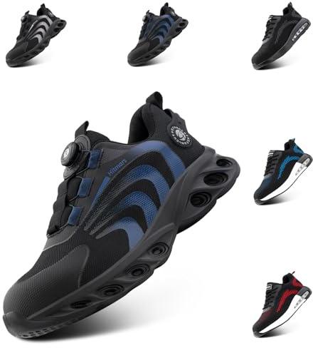 Loiston Zapatos de Seguridad para Hombre Mujer Zapatos de Trabajo Zapatillas de Seguridad Hombre Puntera de Acero Ligero S1p S1 S2 S3 SRC Blau K02 Gr.45