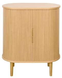 Buffet haut vintage avec portes coulissantes bois clair chêne L70 cm EPIC