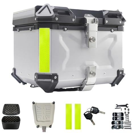 Top Case Moto, portabagagli impermeabili per motociclette, bauletto per moto con serratura di sicurezza, per stoccaggio caschi, in alluminio, adatto per la maggior parte di moto e maxi scooter, 55 l