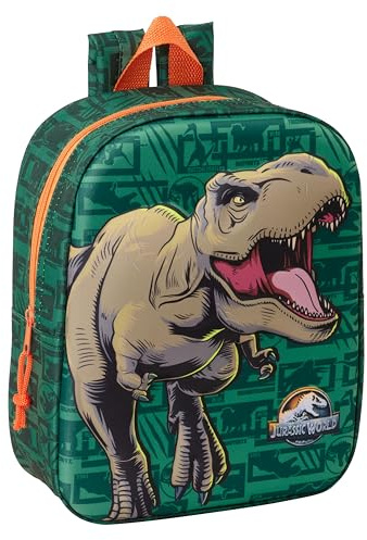 Safta JURASSIC WORLD 3D - Mochila de Guardería 3D, Fácil Limpieza, Ideal para Niños de Diferentes Edades, Cómoda y Versátil, Calidad y Resistencia, 22x10x27 cm