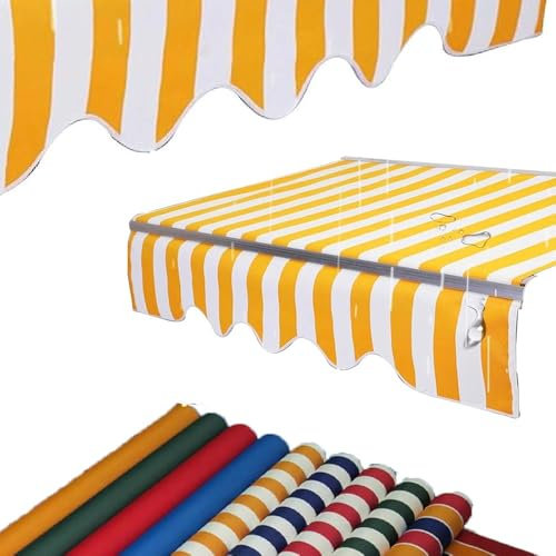 OPOLDBDMAC Balkon Markisentuch Ersatzstoff Einziehbare Markisenbespannung Canvas Wasserdicht Markisentuch Ersatzstoff 2m 3m 4m 5m 6m Markise Canvas Markisenstoff Mit Volant(Color-e,13x8.2ft (4mx2.5m))