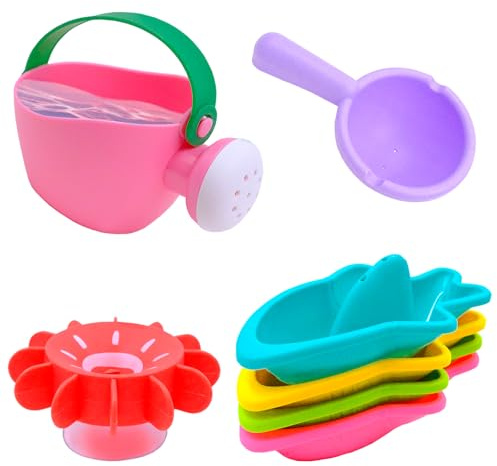 Baby Bath Toys for 1 2 3 4 Year Olds Toddler Toys Kids 7PCS Mould Free Water Play Swimming Pool Toys Watering Can Bath Boats Sensory Toys Water Toys for Boys Girls Birthday