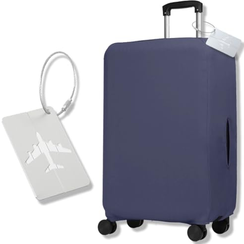 JYNXOR 1 pcs Housses Valise,Housses Protection Valise Extensible Lavable, Protection Valise, Protection Valises Poucesavec 1 étiquette Pour Voyage Soute, Compatible Avec Valises Universelles, Gris