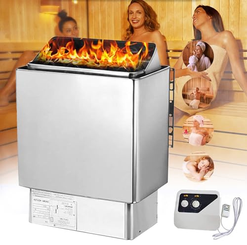 Riscaldatori per sauna Electrirc - Regolatore esterno, stufa per sauna in acciaio inossidabile da 3 kW a 9 kW per bagno turco, spa, hotel, casa, regolazione di temperatura e tempo, goditi una sauna
