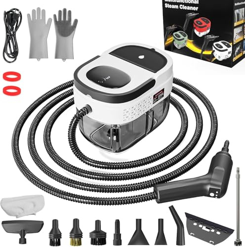 Handheld Steam Cleaner, High Pressure Steam Cleaner for Home, Portable Steam Cleaner with 1.6L Water Tank, 3 Levels Remote Adjustable Handle, Steam Cleaner for Home, Car, Furniture (White)