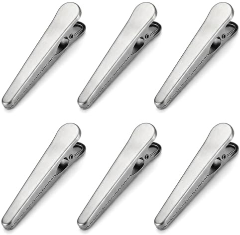 6 PCS Stainless Steel Food Bag Clips – Heavy Duty Metal Clips for Food Storage and Bag Sealing – Large Kitchen Food Pegs for Crisps Coffee Beans and Bread – 11.7 cm Pack of 6