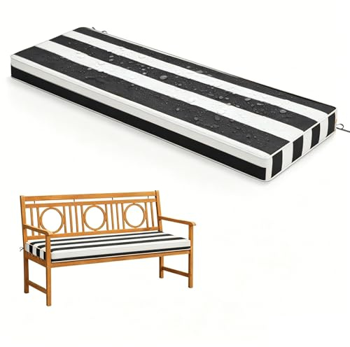 WLXFF Coussin d'Assise pour Banc 2/3 Places, rayé Imperméable Antidérapant, 5cm Épais, Housse Détachable Lavable, Déco pour Terrasse Entrée Balcon