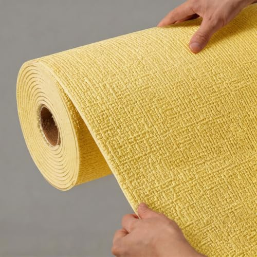 BVCL Självhäftande isolerande tapetrulle, isoleringtapet, vattentät tapet | Värmeisolering fuktbeständig väggskydd och väggdekoration 5 mm struktur (gul, 2 000 x 50 cm)