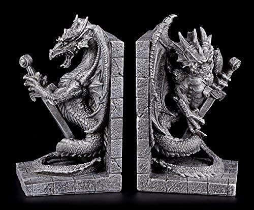 Drachen Buchstützen Set - Wissenswächter - Figuren Drachenfigur Gothic Deko