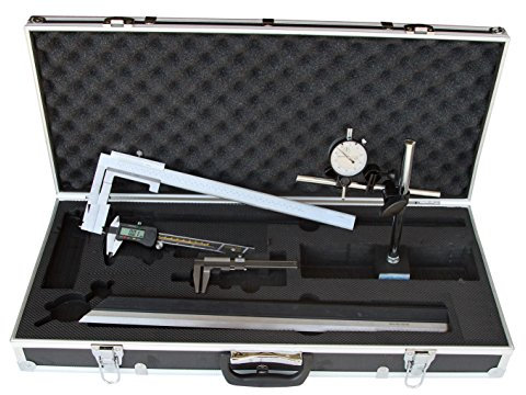CNC QUALITÄT Messmittel im Satz - Messschieber 150 mm - Bremsscheiben/Bremstrommel-Messschieber - Messuhr - Messstativ - Magnetständer - Haarlineal (6 Teile) - für Autowerkstatt