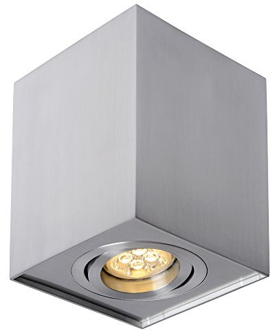 NCC-Licht LED Deckenleuchte Aufbauleuchte Deckenspot Downlight Eckig 6,5W GU10 2700K warmweiß Aluminium silber schwenkbar