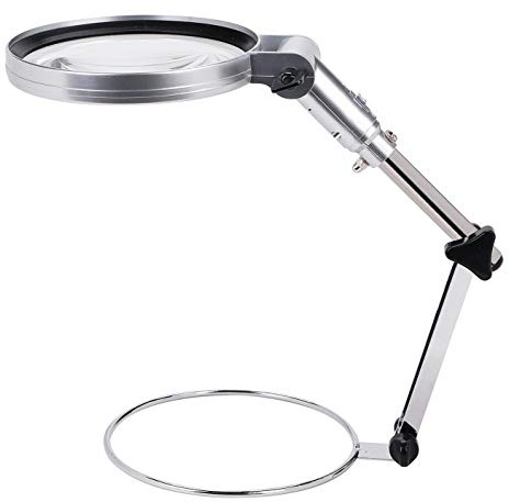 Lupe mit Beleuchtung Lupenlampe LED Standlupe Metall Lupenleuchte 2X 2.5X 5X Vergrößerungsglas Verstellbare Tischlupe mit Licht Leselupe für Juwelier Inspektion Handwerk Hobby Arbeitslupe