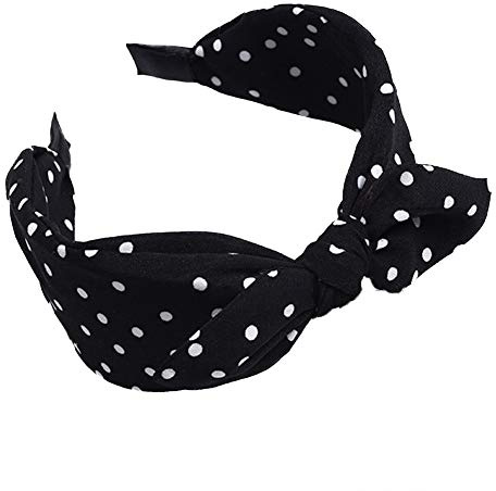 ValianhAgen Serre-tête en tissu à pois avec nœud pour femme