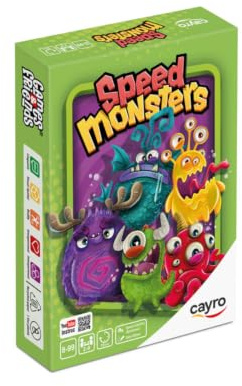 Cayro – Speed ​​​​Monsters – Geschwindigkeits- und Gedächtnisspiel – Beobachten Sie die Zufälle der Monster oder Buchstaben – Werden Sie Ihre Karten los und GEWINNEN Sie – 2–6 Spieler