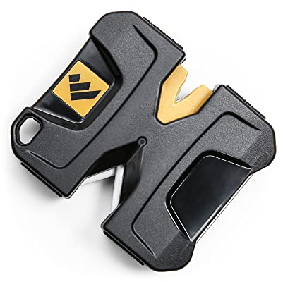 Work Sharp Portable Pivot Knife Sharpener WSEDCPVT – Compact EDC Pull Through Sharpener with Carbide, Ceramic & Diamond Plate – Pocket Knife, Hunting & Outdoor Tool Sharpener – Black