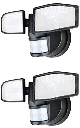 2 paquets de Xtralite NiteSafe X2 double sécurité LED projecteur, mouvement activé, batterie sans fil actionnée avec des têtes réglables, IP44, 400 lumens (5000k)
