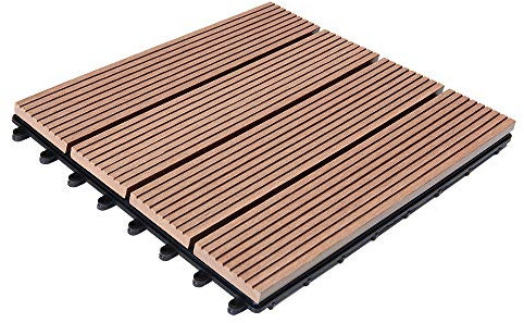 Deuba Baldosa Madera Suelo WPC Antideslizante Interior Exterior Terraza Balcón Jardín Terracota 30x30cm