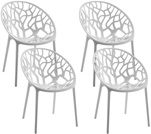 CLP Gartenstühle 4er Set stapelbar wetterfest Hope, Gartensessel mit Lehnen UV-beständig, Outdoorstühle aus Kunststoff bis 150 kg belastbar, Farbe hellgrau