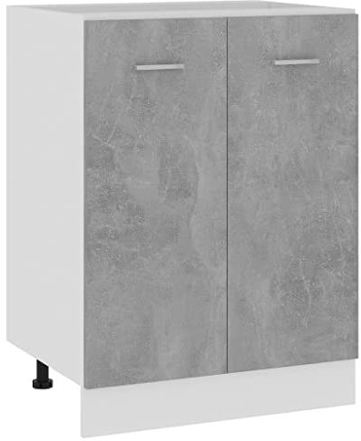 vidaXL Armoire de Plancher, Armoire de Rangement avec Étagère, Meuble de Cuisine Salle à Manger Maison Intérieur, Gris Béton Bois d’Ingénierie