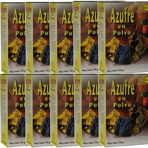 BricoLoco Azufre en Polvo espolvoreo. Anti oídio Plantas. Abono, Fertilizante, fungicida acaricida contra Hongos en Vid, Olivo, cítricos, hortalizas, Rosales y Ornamentales. 750 Gramos. (10)