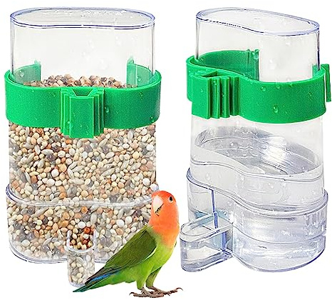 2 Pcs Automatic Bird Water Dispenser, Bird Water Feeder, Bottles Parrot Drinker Seed Food Container, Parakeet Cage Accessories for Parakeet Budgies Cockatiel Lovebird Small Birds Canary Finch