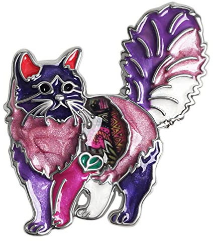 WEVENI Alliage éLéGant Chat Broche Émail Pin Chaton Épingles éCharpe Costume Accessoires pour les Femme Dame Fille Cadeau de FêTe (Violet)