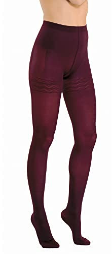 SOLIDEA Damen-Strumpfhose Wonder Modell 140 Opaque abgestufte Kompression 18/21 mmHg | Strumpfhose für Damen, Granat, 40