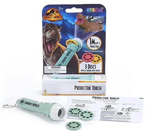 Wow! Stuff Projector Torch Movie Scene Action Images | Official Jurassic World and Dominion Dinosaur Toys for Kids Aged 5+, Blue, Jurassic World Projector Torch |