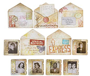 Sizzix Thinlits Specimen Filigrane Stanzform von Tim Holtz - Für Vintage-Etiketten & Naturmaterialien - 54 Teile