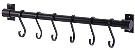 Celbon 40cm Colgador de Utensilios de Cocina Barra Cocina Utensilios organizador de utensilios de cocina con 6 Ganchos Movible Colgador Aluminio para Utensilios Cocina Olla Sartén