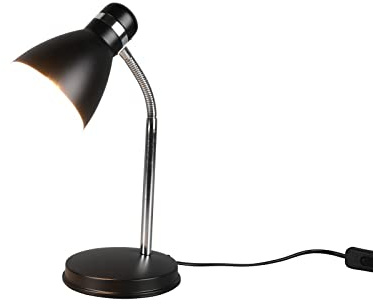 Retro Schwanenhals Schreibtischlampe Schwarz & Chrom Höhe 33cm