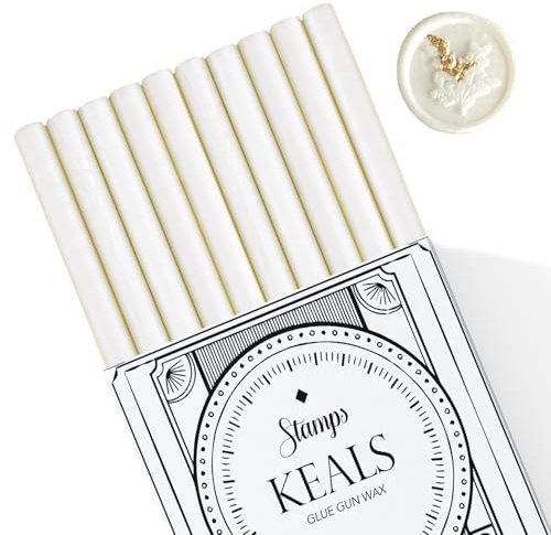 KEALS 10er Pack Wachssiegelstäbe | Für Klebepistolenversiegelung | Vintage Wachs für Hochzeitseinladungen, Karten, Briefe und Verpackungen | Farbe Elfenbeinweiß
